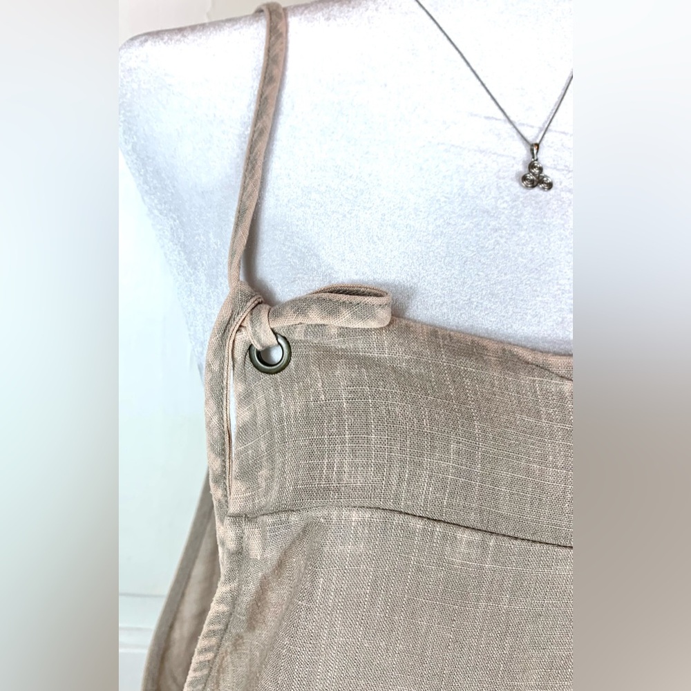 Zenana Ash Mocha Washed Linen Knot Strap Rompers - NWT - Pockets - Picture 4 of 11